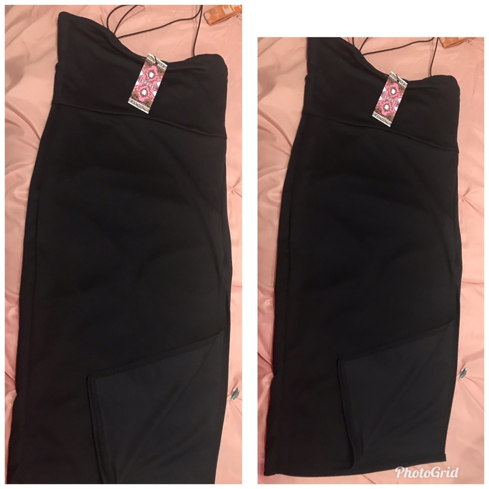 Black mini slit dress